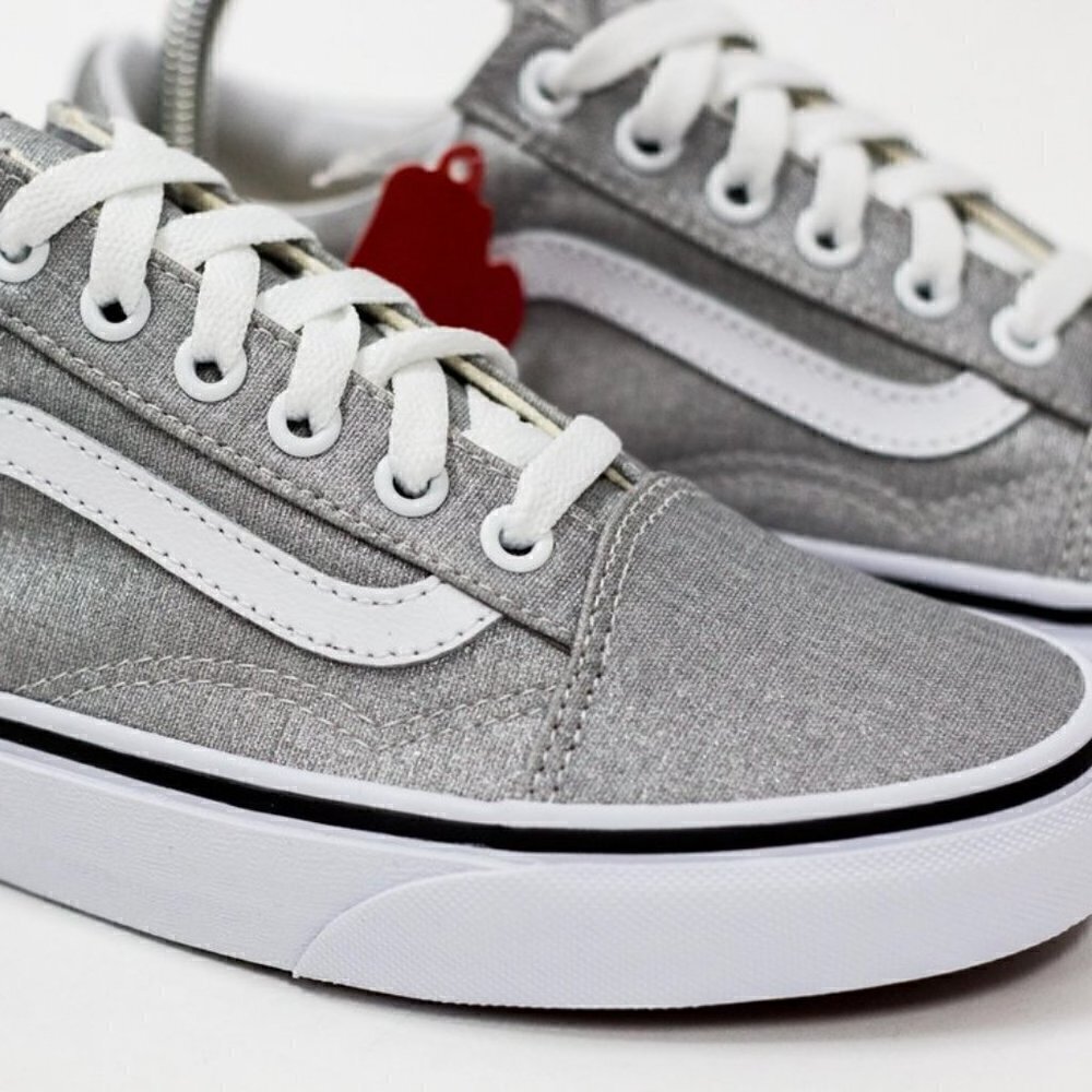 Vans Old Skool Sparkle Shimmer Silver Sneakers - Picture 1 of 9